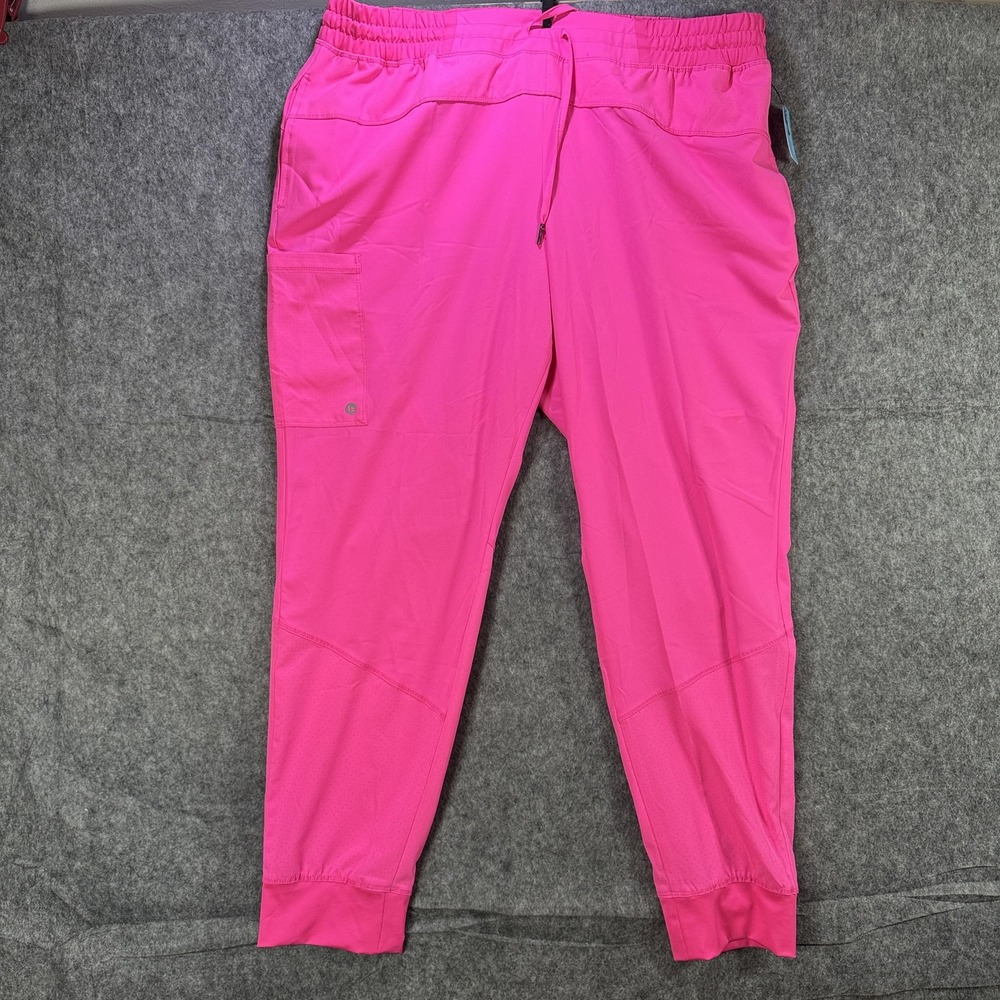 Barco One Scrub Pants Womens 2XL Pink Jogger Elastic Waist Medical